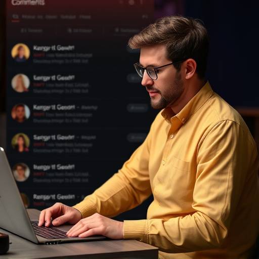 Ilustraci&radic;&ge;n de una persona moderando comentarios en una plataforma digital