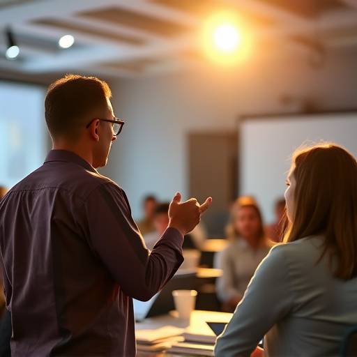 Un l&radic;&ne;der inspirando a su equipo en una presentaci&radic;&ge;n, destacando la importancia del liderazgo efectivo